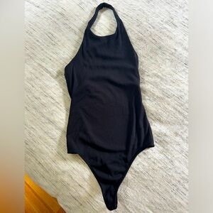 Aritzia, black halter top body suit.